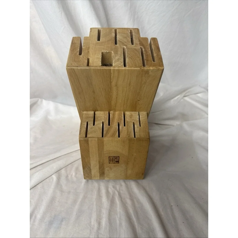 Miracle Blade III 5 Pc Knife Chop Carve Cheese Rock Filet 17 Slot Wood Block Lot